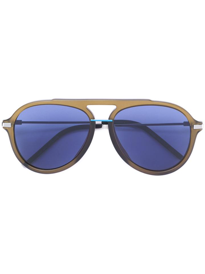 Fendi Eyewear Thick Frame Aviator Sunglasses - Green