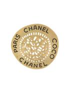 Chanel Vintage Logo Round Brooch - Metallic