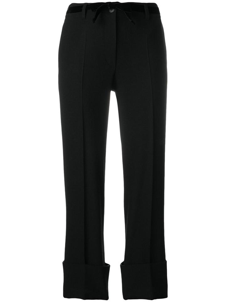 Ann Demeulemeester Cropped Roll-up Trousers - Black