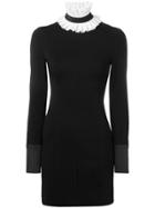 Karl Lagerfeld Detachable Collar Punto Dress - Black