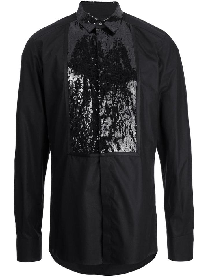 Dolce & Gabbana Sequinned Tuxedo Shirt - Black