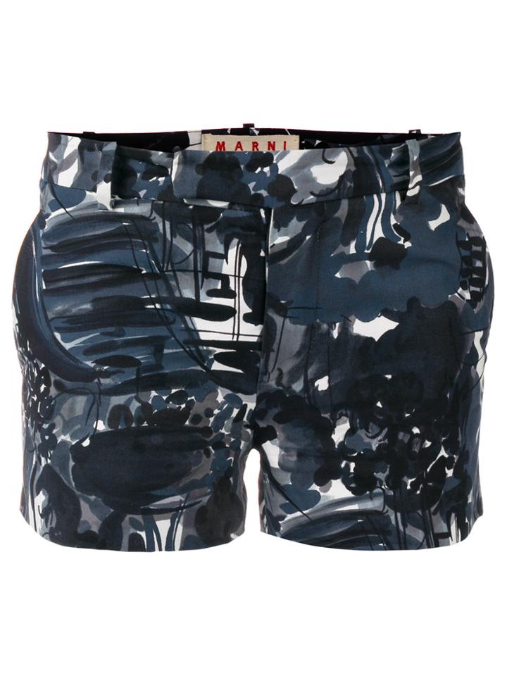 Marni Vintage Abstract Print Shorts - Blue