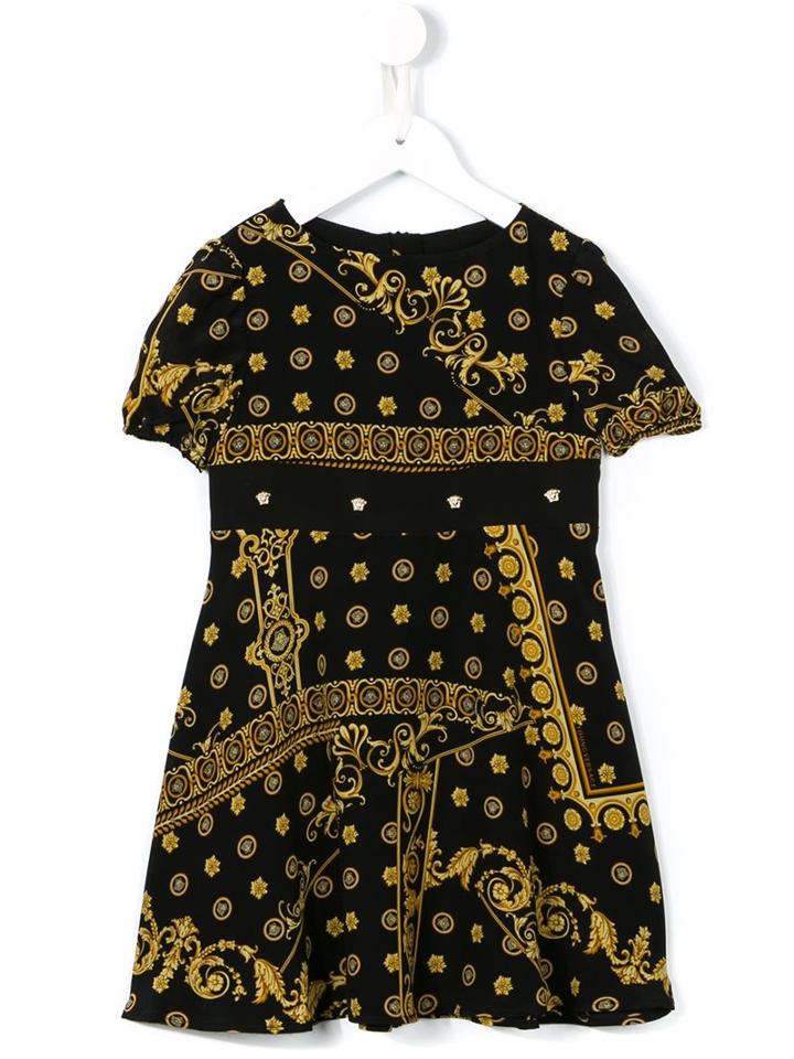 Young Versace Printed T-shirt Dress, Girl's, Size: 6 Yrs, Black