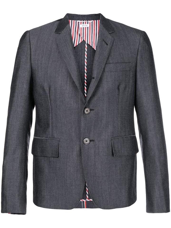 Thom Browne Rwb Selvedge High-armhole Sport Coat - Grey