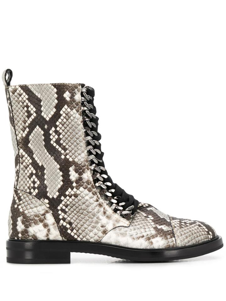 Casadei Snake Print Biker Boots - Green