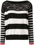 Liu Jo Striped Lace-detail Sweater - Black