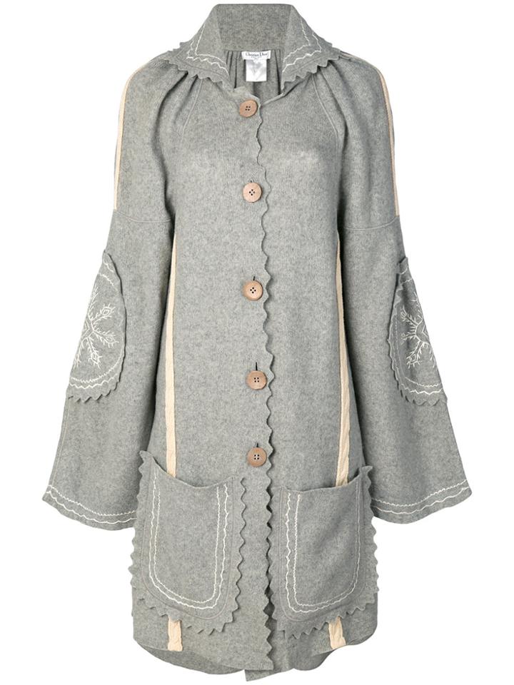 Christian Dior Vintage Snowflakes Patch Mega Light Coat - Grey