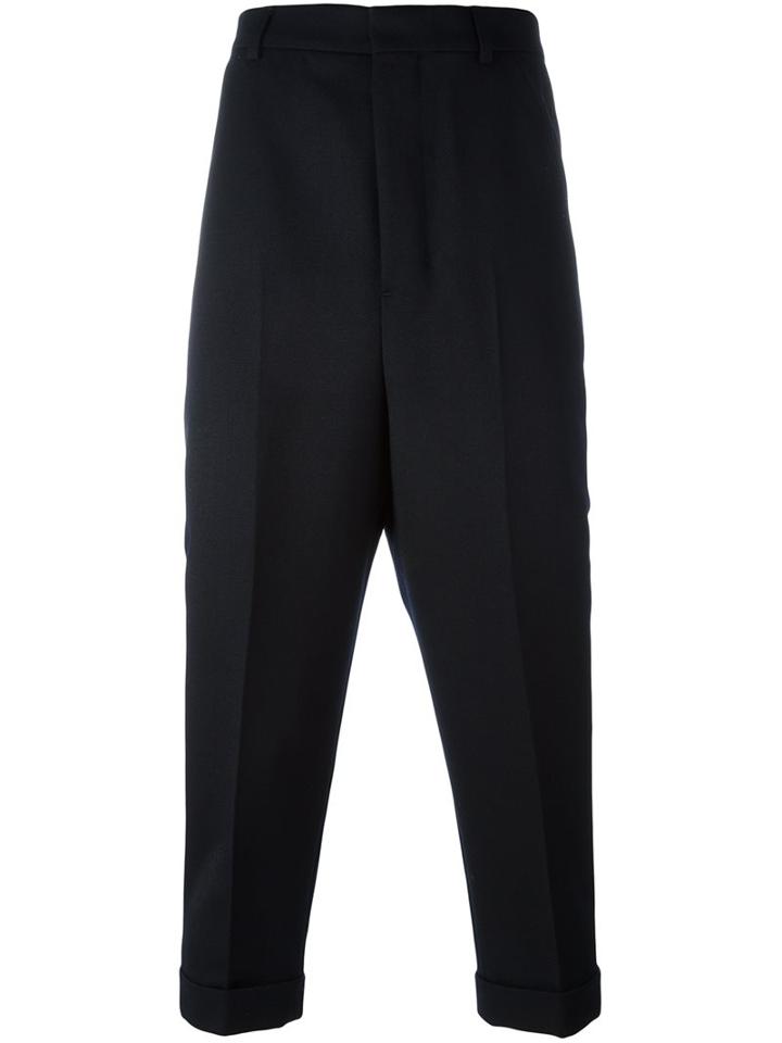Ami Alexandre Mattiussi Oversized Carrot Fit Trousers, Men's, Size: 30, Black, Polyester/wool