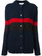 Sonia Rykiel Contrast Stripe Cardigan, Women's, Size: Small, Blue, Acrylic/polyamide/wool/alpaca