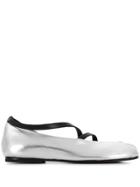 Maison Margiela Two Tone Strappy Ballerina Shoes - Silver