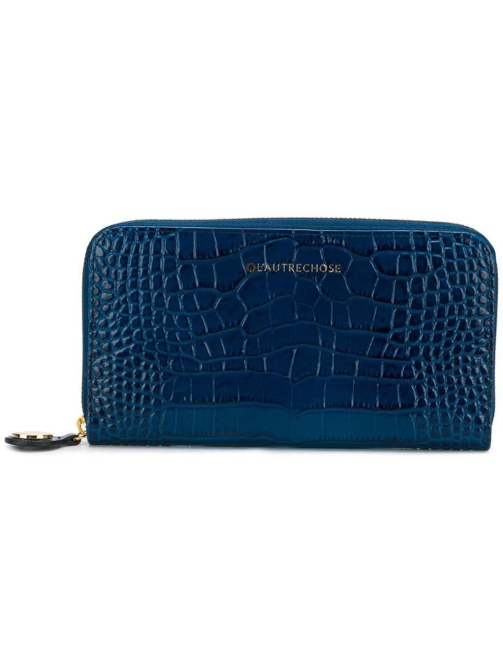 L'autre Chose Crocodile Embossed Wallet - Blue