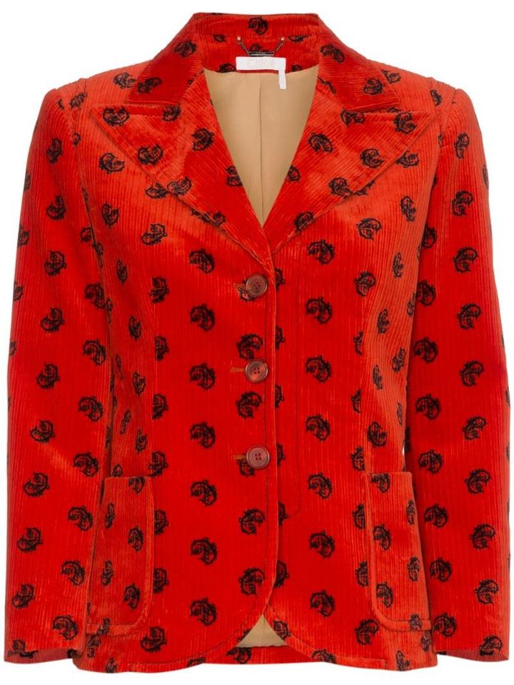 Chloé Velvet Horse Embellished Jacket - Yellow