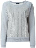 Twin-set Studded Sweatshirt, Women's, Size: Large, Grey, Cotton/pvc