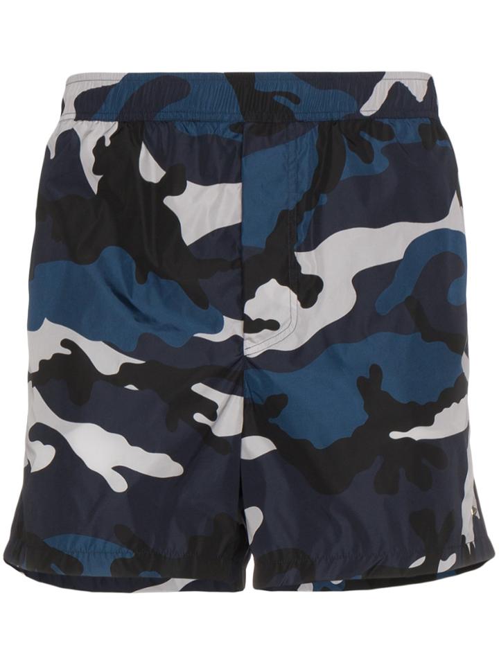 Valentino Camouflage Swim Shorts - Blue