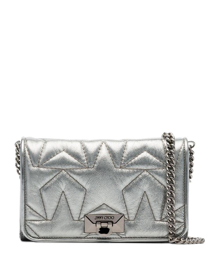 Jimmy Choo Silver Tone Helia Leather Clutch - Metallic