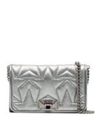 Jimmy Choo Silver Tone Helia Leather Clutch - Metallic