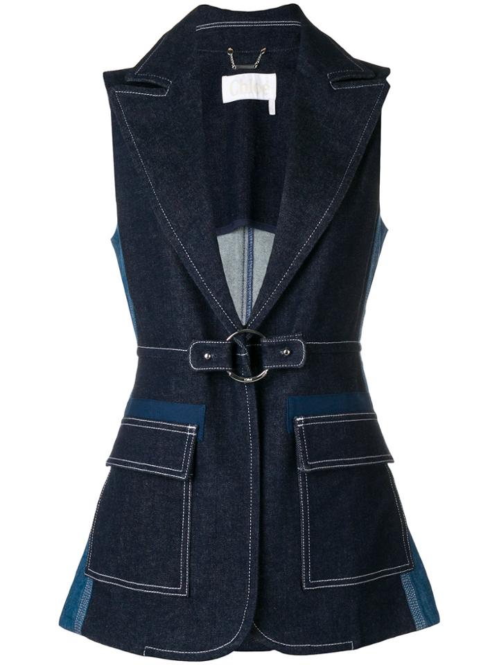 Chloé Sleeveless Denim Jacket - Blue