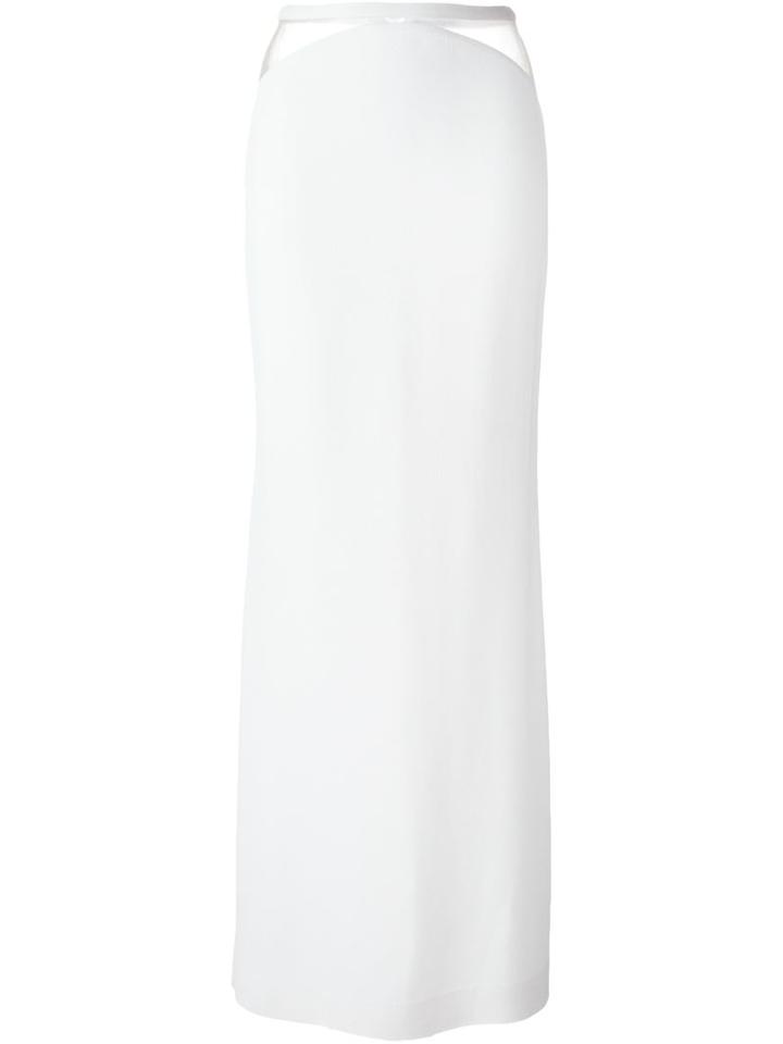 Balmain Mesh Panel Long Skirt, Women's, Size: 40, White, Polyamide/viscose