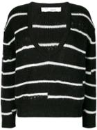 Iro Clymer Striped V-neck Jumper - Black