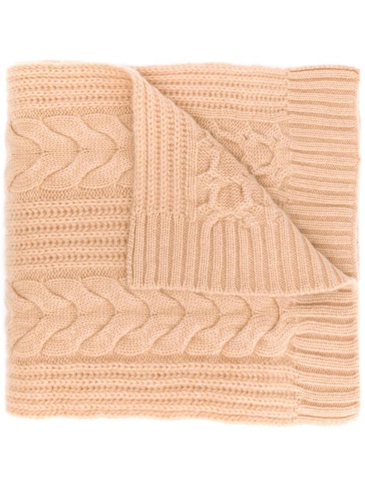 N.peal Wide Cable Knit Scarf - Brown