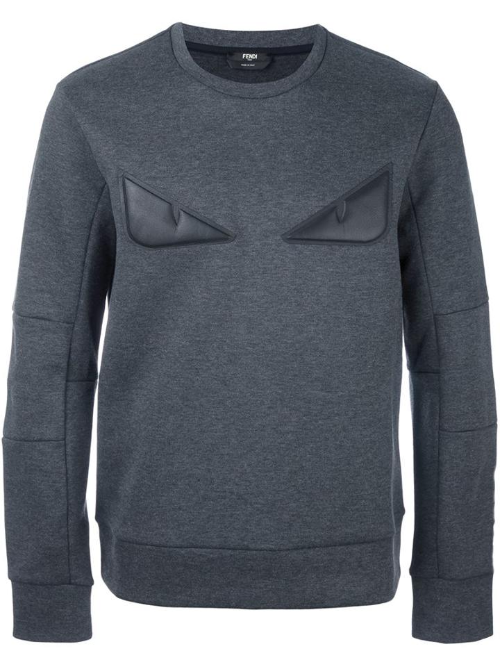 Fendi Bag Bugs Sweatshirt, Men's, Size: 50, Grey, Cotton/polyester
