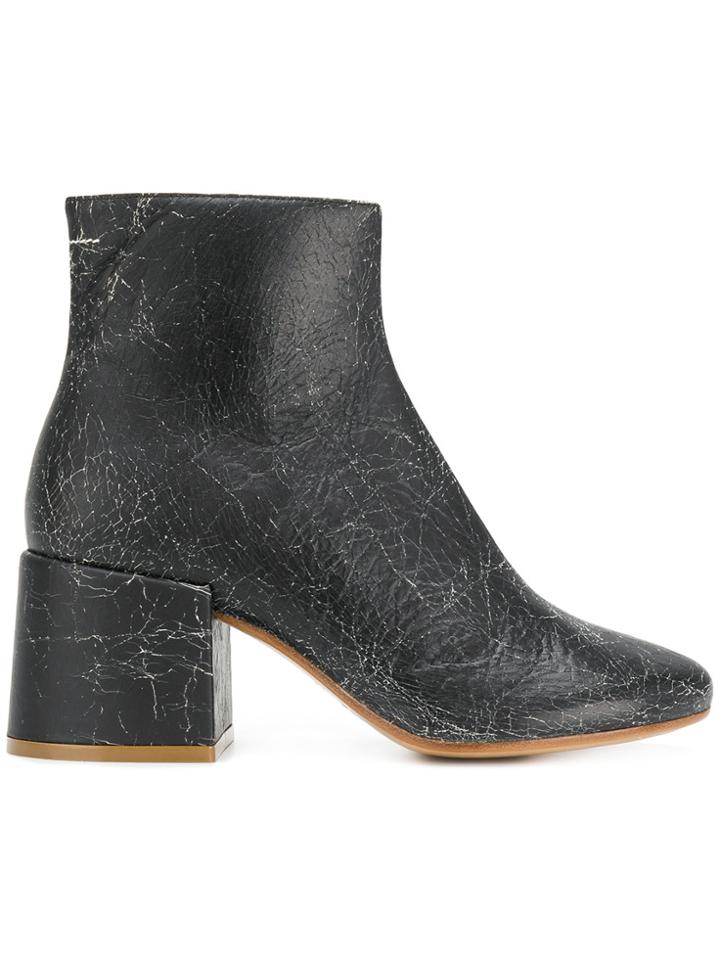 Mm6 Maison Margiela Cracked Detail Boots - Black