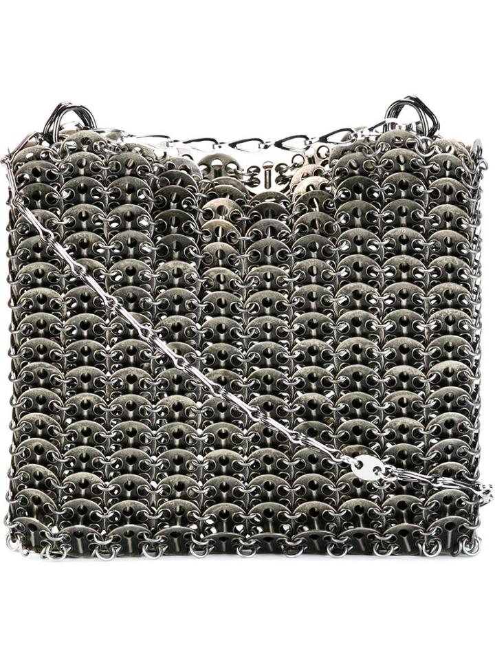Paco Rabanne Textured Chain Shoulder Bag, Women's, Grey