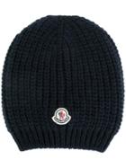 Moncler Ribbed Beanie Hat, Men's, Blue, Acrylic/wool/alpaca