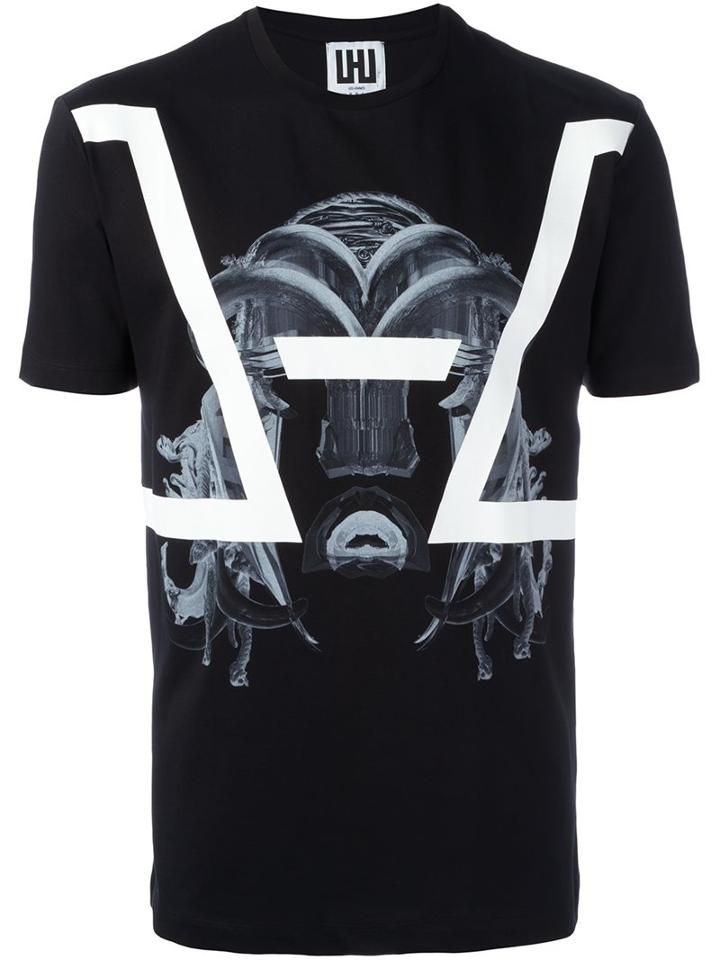 Les Hommes Mask Print T-shirt, Men's, Size: Large, Black, Cotton