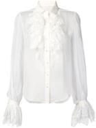 Saint Laurent Ruffle Lace Trim Shirt - White