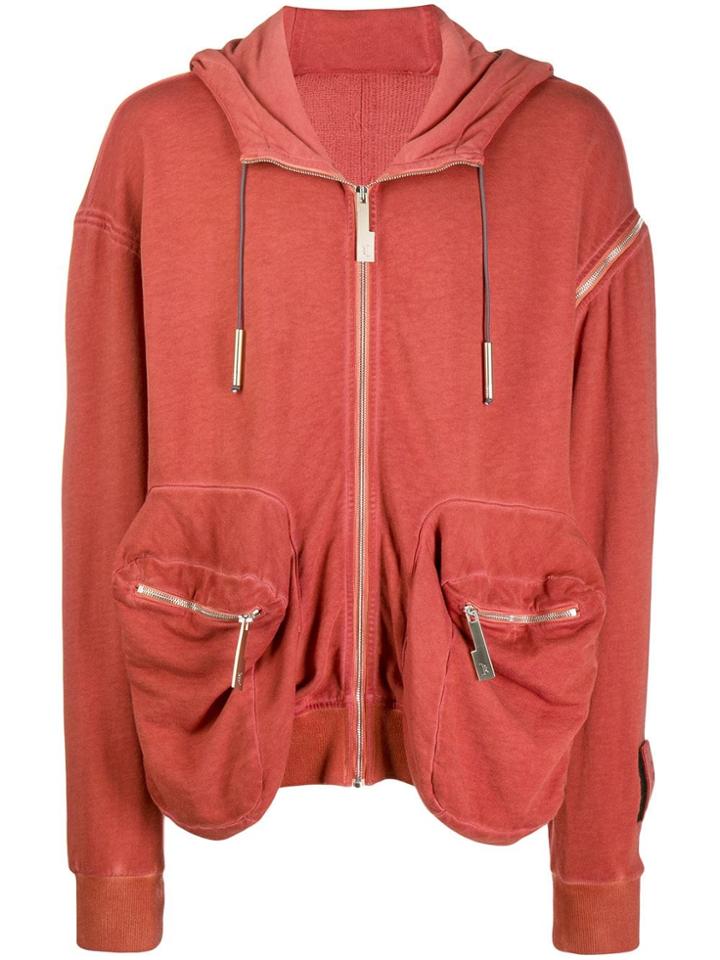 A-cold-wall* Multi Pocket Zipped Hoodie - Red