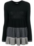 Twin-set - Tri-colour Ruffle Sweater - Women - Polyamide/viscose/wool/alpaca - L, Black, Polyamide/viscose/wool/alpaca