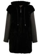 Marni Hooded Rabbit Fur Coat, Women's, Size: 38, Black, Cotton/rabbit Fur/polyamide/virgin Wool