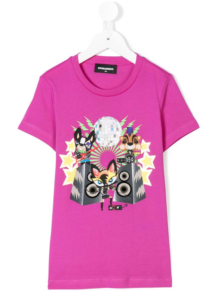 Dsquared2 Kids Teen Music Print T-shirt - Pink & Purple