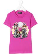 Dsquared2 Kids Teen Music Print T-shirt - Pink & Purple