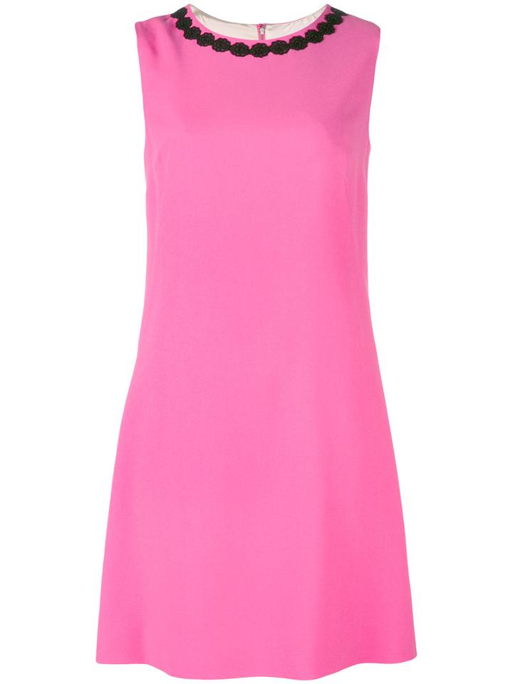 Dolce & Gabbana Macrame Lace Trim Shift Dress, Women's, Size: 38, Pink/purple, Cotton/viscose/acetate/silk