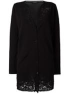 Twin-set Lace Detailing Buttoned Cardigan, Women's, Size: Large, Black, Cotton/polyamide/spandex/elastane/polyamide