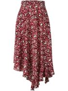 Stella Mccartney Leopard Print Asymmetric Skirt, Women's, Size: 44, Red, Silk