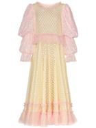 Viktor & Rolf Pouf Sleeve Lace Maxi Dress - Orange