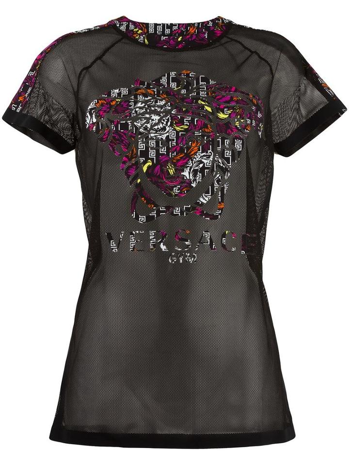 Versace Versace Gym Mesh T-shirt, Women's, Size: 2, Black, Polyamide/spandex/elastane/polyester