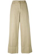 Aspesi - Cropped Wide-leg Trousers - Women - Cotton/linen/flax - 40, Nude/neutrals, Cotton/linen/flax