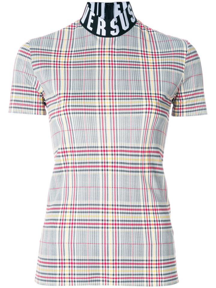 Versus Checked Logo-band Top - Multicolour