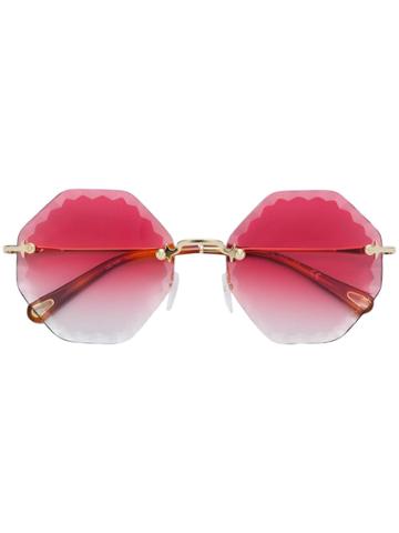 Chloé Eyewear Bevelled Edge Round Frame Sunglasses - Metallic