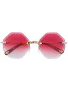 Chloé Eyewear Bevelled Edge Round Frame Sunglasses - Metallic