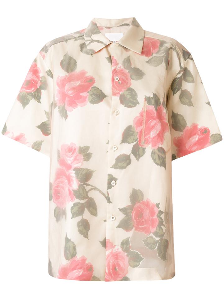 Maison Margiela Rose Print Half Sleeve Shirt - Nude & Neutrals