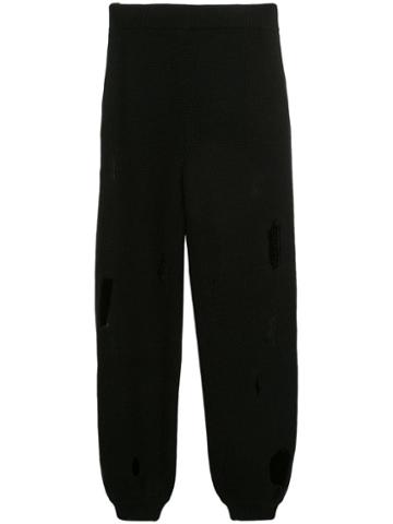 Jeremy Scott Destroyed Knitted Track Pants - Black