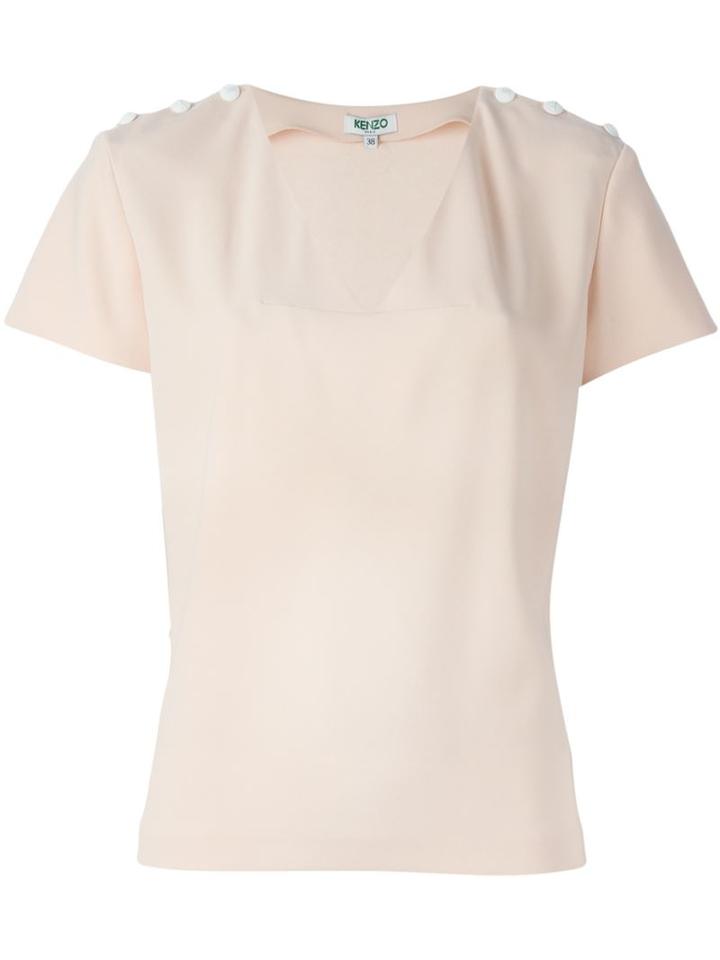 Kenzo V-neck Top, Women's, Size: 40, Nude/neutrals, Polyester/triacetate