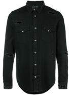 Alexander Mcqueen Distressed Denim Shirt - Black