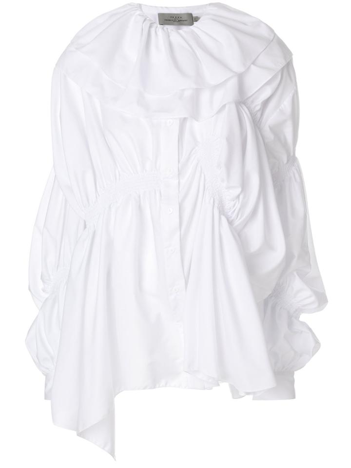 Preen By Thornton Bregazzi Asymmetric Ruffled Shirt - White
