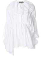 Preen By Thornton Bregazzi Asymmetric Ruffled Shirt - White